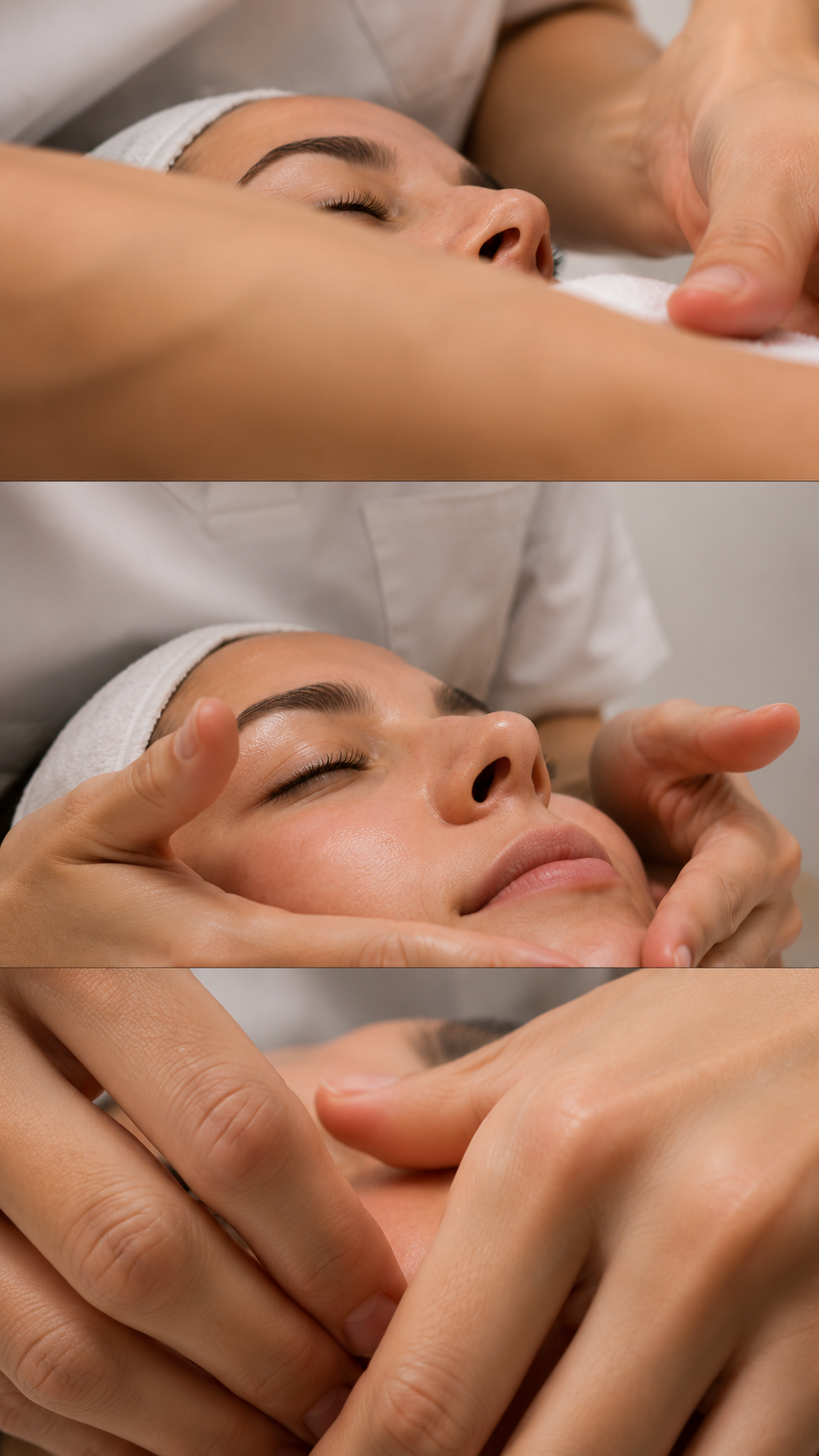 Primer plano de masaje facial durante un tratamiento cosmético